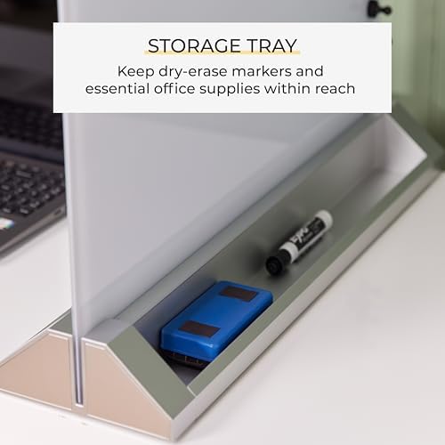 ECR4Kids MessageStor Glass Dry-Erase Board with Storage Stand and Magnets, White Board, White - Image 4