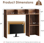 Nromant Desktop Bookshelf, Wooden Desk Storage Hutch with 4 Shelves, 3-Tier Desktop Display Organizer Rack for Office Home (Brown, 5 Shelves A) - Image 3