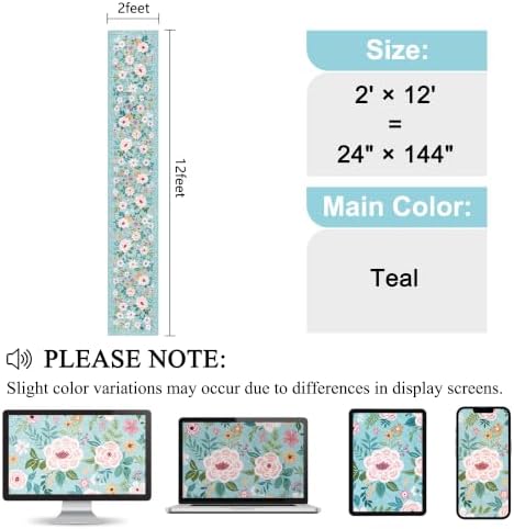 DUKINO 2x12 Washable Runner Rug, Non Slip Long Kitchen Runner Rug, Teal - Image 2