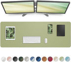 AFIING Leather Desk Pad Protector,Mouse Pad,Office Desk Mat, Non-Slip PU Leather Desk Blotter,Large Desk mat,Waterproof Keyboard mat for Office/Home/Decor (Olive Green,55"" x 17"") by AFIING