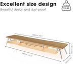 Fenge Dual Monitor Stand Riser with Phone & Tablet Slot, Dark Oak - Image 3