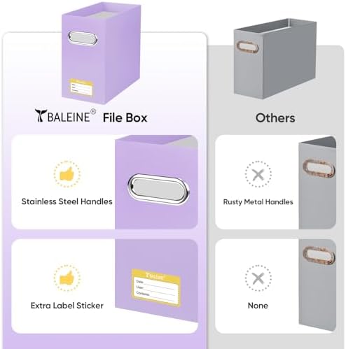 BALEINE 8PK File Organizer Box, Cardboard File Folder Organizer with Handle - Image 5