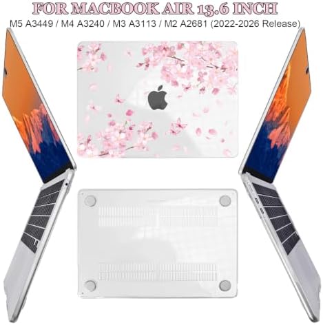 Pink Floral Clear Case for 2022-2026 MacBook Air 13 inch M5/M4/M3/M2 - Image 3