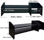 Computer Monitor Riser, 2 Tier Wooden Stand With Two Layer Storage Rack, Black Desktop Organizer for PC/Laptop, Home & Office - Image 4