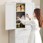 Iwell 67" Tall Storage Cabinet with Adjustable Shelf & 1 Large Drawer, Pantry Cabinet with 4 Doors, Kitchen Cabinets for Dining Room, Living Room, Home Office, White - Image 6