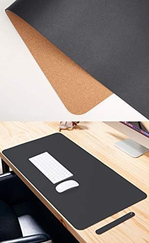 Ruby Lil Natural Cork & Leather Office Desk Mat, Dual Use Desk Matt for Desktop,Ultra Thin Waterproof PU Leather Mouse Pad,Working for Home Accessories,Black,47"x 24" - Image 2