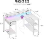 OLIXIS 47 Inch L Shaped Gaming Desk with LED Lights, Storage Shelves - Image 2