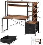 YOMILUVE 52" Computer Desk with Bookshelf, 3 Drawers ＆ Hutch for Bedroom - Image 2