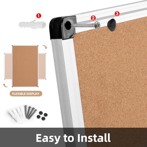Extra Large Cork Bulletin Board 60" X 36", Silver Aluminum Framed 5'x3' Corkboard for Wall, Wall Mounted Notice Pin Board with 18 Push Pins for School, Home & Office - Image 7