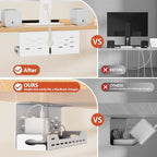 Univivi Under Desk Cable Management Tray, Cable Management, 16 inch, White - Image 3