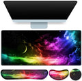 Desk Mat, Large Gaming Mouse Pad with Wrist Rest, 4in1 XXL Mousepad+Keyboard Wrist Rest+Mouse Pad Wrist Support+Cup Coaster Set Ergonomic Computer Desk Arm Wrist for Decor Home Office Women by QOMOLAMA