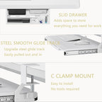 ETHU Small Keyboard Tray Under Desk with Metal Rail, 19.7x11.8", White - Image 3