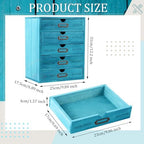 Wesiti Wooden Desk Organizer, 5 Drawers, Vintage Makeup Cabinet, Blue - Image 3