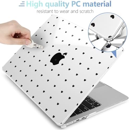 MEEgoodo for M5/M4/M3/M2 MacBook Air 15 inch Case 2026 2025 2024 2023, Case Fit Model (A3448/A3241/A3114/A2941) for MacBook Air 15.3 inch, Black Hearts - Image 4