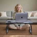 BYMECOST Laptop Desk for Bed, Height Adjustable Laptop Bed Table, Foldable Portable Lap Desk Stand with USB/Storage Drawer/Cup Holder/Slot, Breakfast Tray for Working Reading Writing Eating - Image 3