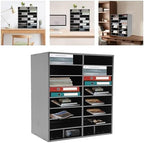 16 Slot Mail Sorter Organizer, Wood Literature Organizer Student Mailbox for Classroom, Desktop File Paper Storage Rack for Office Home School - 20" L×11.8”W×22.3“H (Black, 16-Compartment) - Image 4