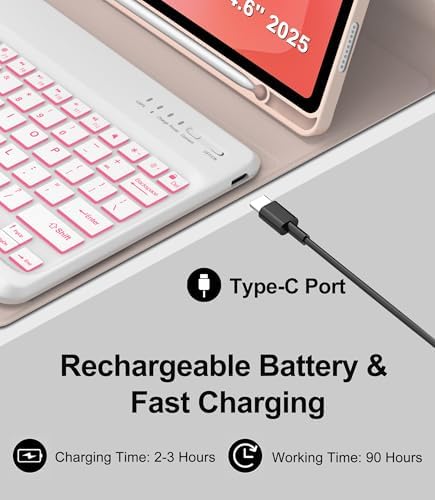 for Samsung Galaxy Tab S11 Ultra 14.6 Inch 2025 Backlit Keyboard Case, Galaxy Tablet S11 Ultra Case Keypad with S Pen Holder, 7-Color Backlight Keyboard for Samsung Tab 14.6'' SM-X930/X936B, Pink - Image 7