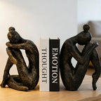 1 Pair Thinker Decorative Bookends for Shelves, Heavy-Duty Book Ends Holder, Resin Book Stopper for Office Home Living Room Decor - Image 3