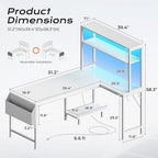 PRAISUN L Shaped Gaming Desk with LED Lights & Power Outlets - Image 2