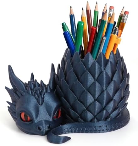 3D Printed Dragon Pencil Holder for Desk, Removable Dragon Egg Pen Holder, Cute Pencil Cup Desk Organizer for Pens, Pencils, Paper Clips, Makeup Brushes, Fantasy Desk Decor Gift for Kids by LehuoMaker3DPrintedStudio