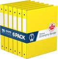 Premium Economy 3-Ring Binder, Spine Label, 1" Round Rings, Yellow, 6 Pack by DAVISGROUP