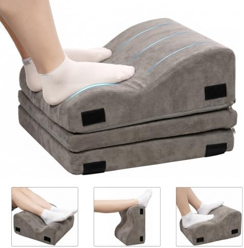 Foot Rest for Under Desk, Ergonomic 3-in-1 Height Adjustable, Non-Slip Base & Washable Cover for Office/Gaming, Gray - Image 5