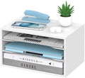 3-Tier Paper Organizer for Desk, Adjustable Mail Organizer, White by SHARKWOODS