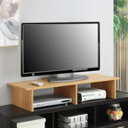 Pemberly Row Large TV-Monitor Riser, 42" W x 15.75" D x 8" H, Light Oak Wood Finish, Particle Board with Melamine Veneer, Support Bar Included, Home Entertainment or Office Display Stand - Image 2