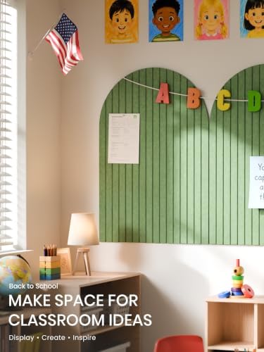 Fluxynara Large Arched Felt Bulletin Board 35.4''×23.6'', Botanical Green - Image 7