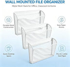 Gawerk Mesh Hanging Wall File Holders, Metal Vertical Wall Basket Mail Organizer for Office/Home (White, 6 Pack Wall Mounted) - Image 3