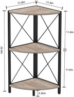 Snughome Corner Shelf for Desktop, 3-Tier Corner Storage Organizer with Metal Frame, Freestanding Corner Shelf Stand Display Rack for Kitchen Counter, Living Room, Grey - Image 3