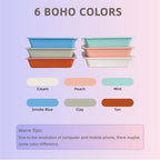 6 Pack Turn in Bins, A4 Letter Size Flat Storage Trays, (Boho, with Lid) - Image 3
