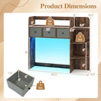 Tangkula Desktop Bookshelf with LED Lights, Dorm Desk Hutch, Rustic Brown - Image 3