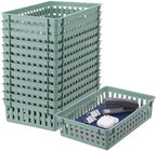 Wenqik Set of 12 Small Plastic Baskets for Organizing, Green by Wenqik