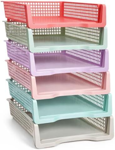 Tenceur 6 Pcs Turn in Trays Classroom, Classroom Baskets,Macaron Colors by Tenceur