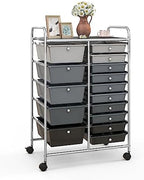 Giantex 15 Drawers Rolling Cart, Classroom Organizers, Storage Cart with Wheels, for Teacher Office Home School Supplies Tool Craft Art Paper by Giantex