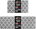GORILLA GRIP Cushioned Kitchen Mats for Floor, 2 PK, 17x48+17x24 Gray White by GorillaGrip