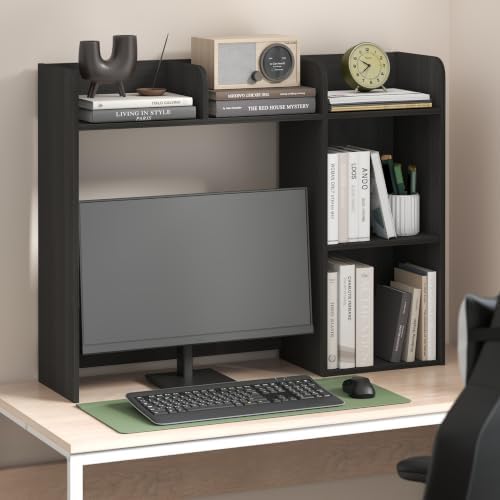 Furinno Classic Desk Shelf, 5-Shelf Desktop Hutch, Book Shelf, 3-Tier Desk Organzier, for Office Supplies, Office Desk Accessories, for Home Office, College, Dorm, White - Image 2