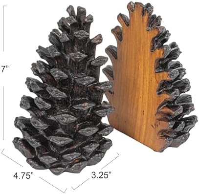 Creative Co-Op Pinecone Shaped Resin Bookends (Set of 2 Pieces) - Image 2