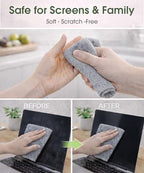 Reusable Microfiber Cleaning Cloth Roll - 100 Pack, 12"x12" Washable Tear-Away Paper Towels, Lint-Free & Streak-Free Rags for Kitchen, Glass, Cars, Electronics, Workshop and Garage(Cloud Gray) - Image 4