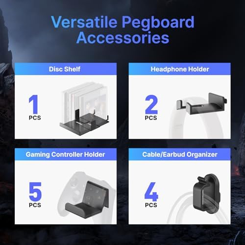 PEGZONE Controller and Headphone Holder Wall Mount, 7pcs, Black - Image 4