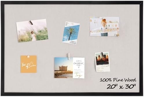 Fun Memories Cork Board Bulletin Board for Office, 20" x 30" Pine Wooden Framed Corkboard, Wall Mounted Notice Pin Board for School Home & Office, Black by FunMemories