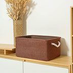 TheWarmHome Decorative Basket Rectangular Fabric Storage Bin Organizer Basket with Handles for Clothes Storage (Brown,Large-3Pack,15.7L*11.8W*8.3H) - Image 3