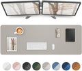 AFIING Leather Desk Pad Protector,55" x 17" Office Desk Mat, Large Mouse Pad, Non-Slip PU Leather Desk Blotter, Laptop Desk Pad, Waterproof Desk Writing Pad for Office and Home (Light Grey) by AFIING