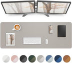AFIING Leather Desk Pad Protector,55" x 17" Office Desk Mat, Large Mouse Pad, Non-Slip PU Leather Desk Blotter, Laptop Desk Pad, Waterproof Desk Writing Pad for Office and Home (Light Grey) by AFIING