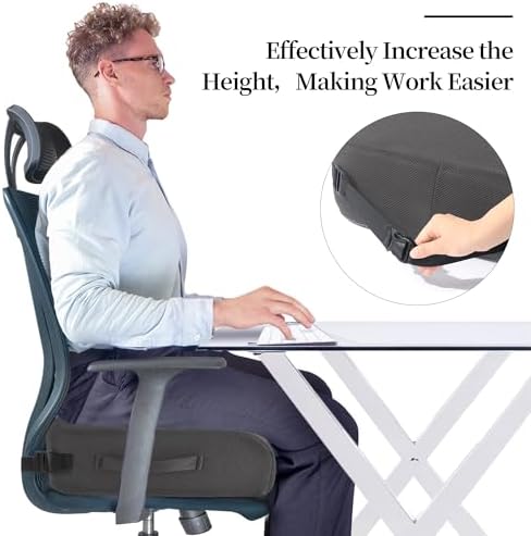MABOZOO Extra Thick Chair Cushions,Office Chair Booster Seat Cushion to Raise Seat Height for Pain Relief,18 x 16 x 6 inch Non Slip Memory Foam Thick Cushion with Carry Handle（Dark Grey） - Image 6