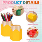 24 Pcs Pencil Shaped Pen Holders Plastic Pencil Holder Desktop Pen Cups Colorful Pencil Storage Organizer Cute Penci-l Pot Makeup Brush Container for Desk School Office Home Table Decoration - Image 4
