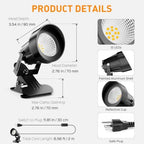 LED Clamp Spot Lights 2 Pack, 3000K Warm White Indoor Spotlights, Clip On Lights with 2.76" Wide Clamp, 270° Adjustable & Switch for Artwork, Plants, Shelves, Displays, Workshop, Desk - Image 6