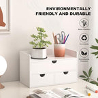 Bamboo Desk Organizer with Drawers Desktop Storage Drawers for Bills Office Supplies Kitchen Utensils Organizing Tool for Home Classroom Organization No Assembly (White with Shelf) - Image 5