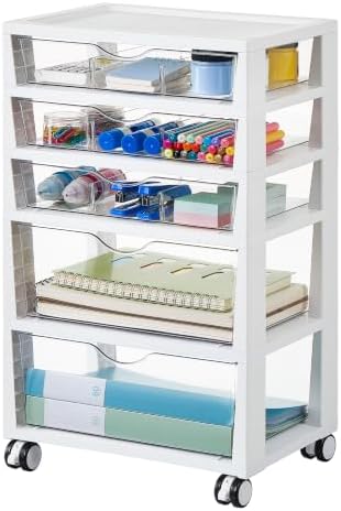 Vtopmart 5-Tier Plastic Drawer Storage Rolling Cart with Wheels by Vtopmart